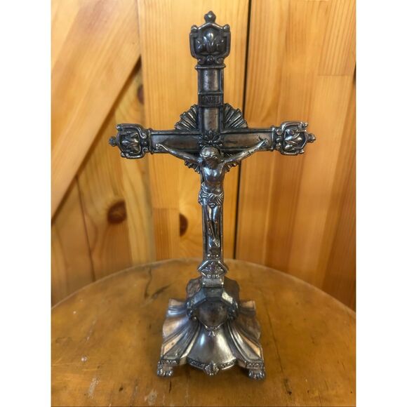 BC Catholic Metal Standing Crucifix, Jesus Christ Cross for Altar (5766) - Picture 1 of 8